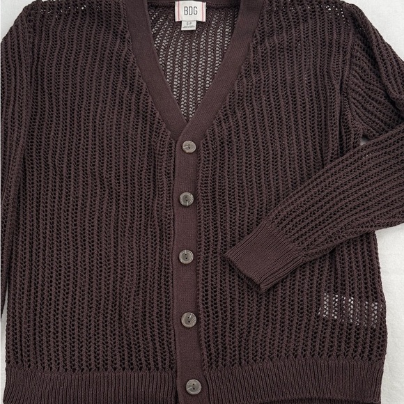 Sweaters - Women's Open Knit Cardigan Sweater - Brown